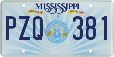 MS license plate PZQ381