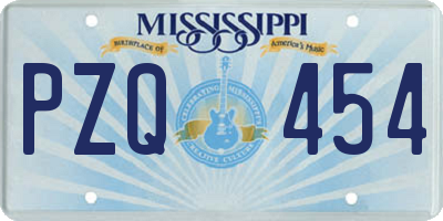 MS license plate PZQ454