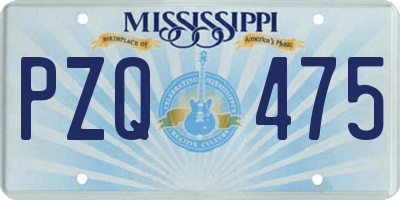 MS license plate PZQ475