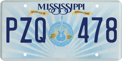 MS license plate PZQ478