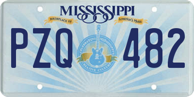 MS license plate PZQ482