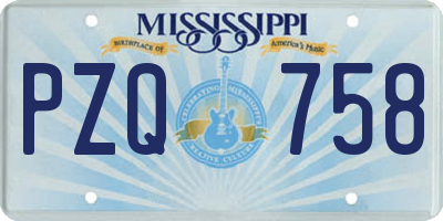 MS license plate PZQ758