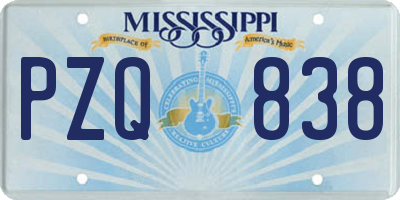 MS license plate PZQ838