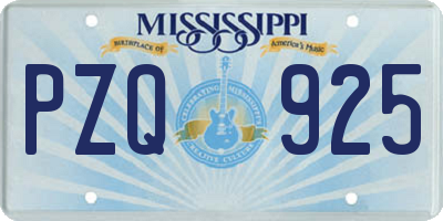 MS license plate PZQ925
