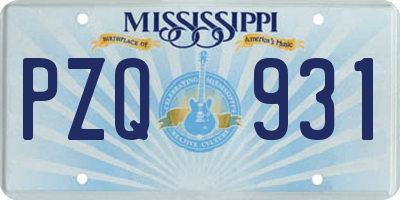 MS license plate PZQ931