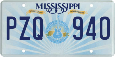 MS license plate PZQ940