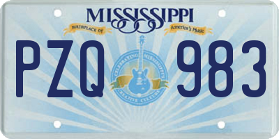 MS license plate PZQ983