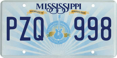 MS license plate PZQ998