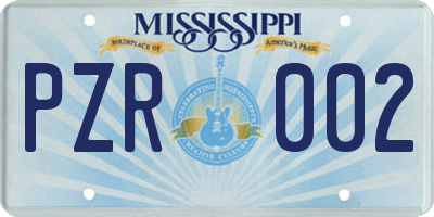 MS license plate PZR002