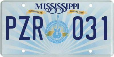 MS license plate PZR031