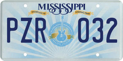 MS license plate PZR032