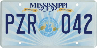 MS license plate PZR042
