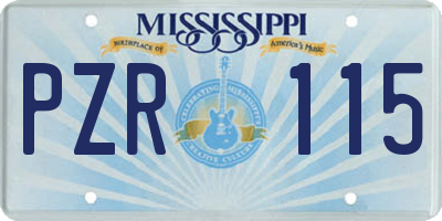 MS license plate PZR115