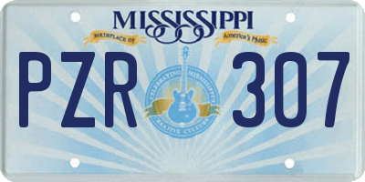 MS license plate PZR307