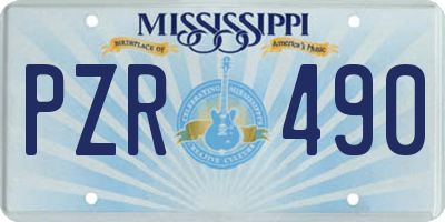 MS license plate PZR490