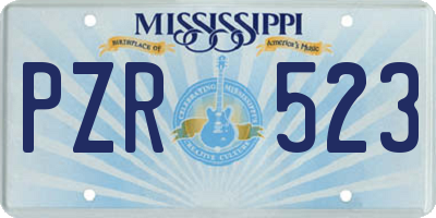 MS license plate PZR523