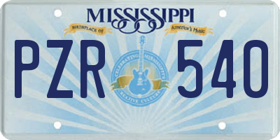 MS license plate PZR540