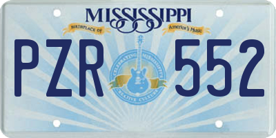 MS license plate PZR552