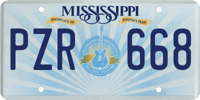 MS license plate PZR668