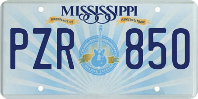 MS license plate PZR850