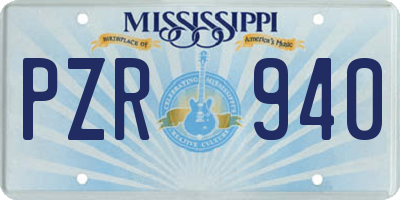 MS license plate PZR940