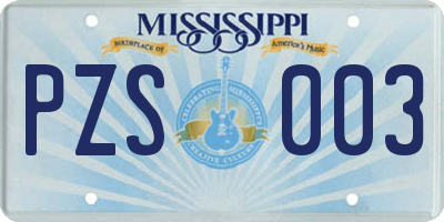 MS license plate PZS003