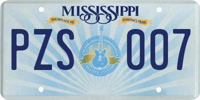 MS license plate PZS007