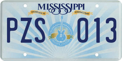 MS license plate PZS013