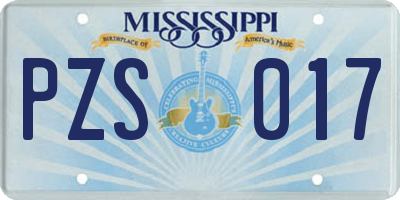 MS license plate PZS017