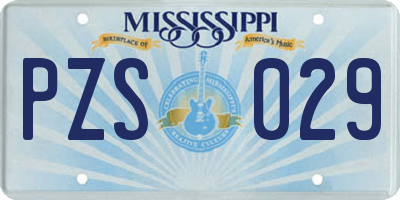 MS license plate PZS029