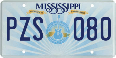 MS license plate PZS080