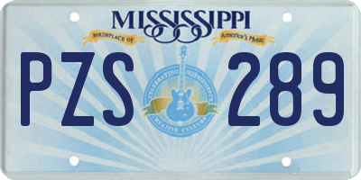 MS license plate PZS289