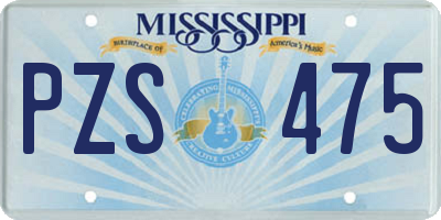 MS license plate PZS475