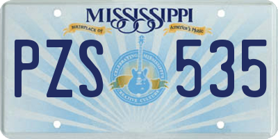 MS license plate PZS535