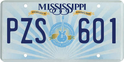 MS license plate PZS601
