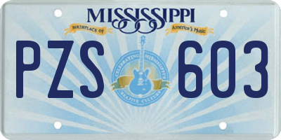 MS license plate PZS603