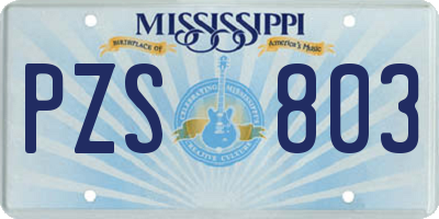 MS license plate PZS803