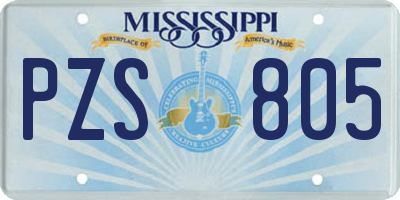 MS license plate PZS805