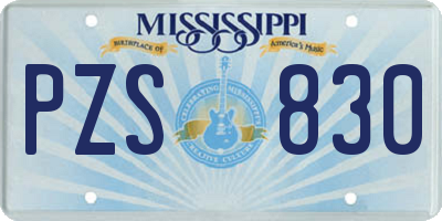 MS license plate PZS830