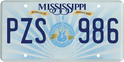 MS license plate PZS986