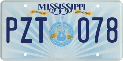 MS license plate PZT078