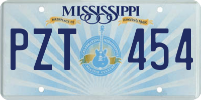 MS license plate PZT454