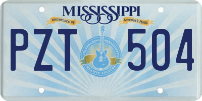 MS license plate PZT504
