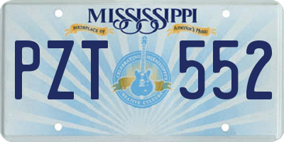 MS license plate PZT552