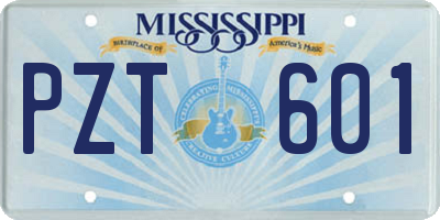 MS license plate PZT601