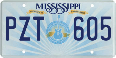 MS license plate PZT605