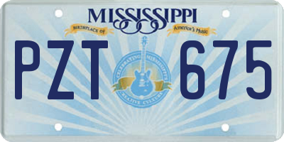 MS license plate PZT675