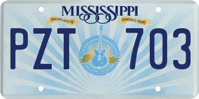 MS license plate PZT703