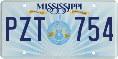 MS license plate PZT754