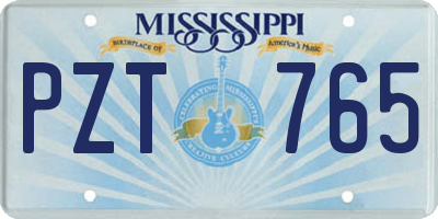 MS license plate PZT765
